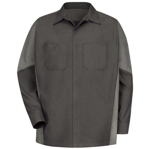 Workwear Outfitters Men's Long Sleeve Two-Tone Crew Shirt Charcoal/Grey, Large SY10CG-RG-L